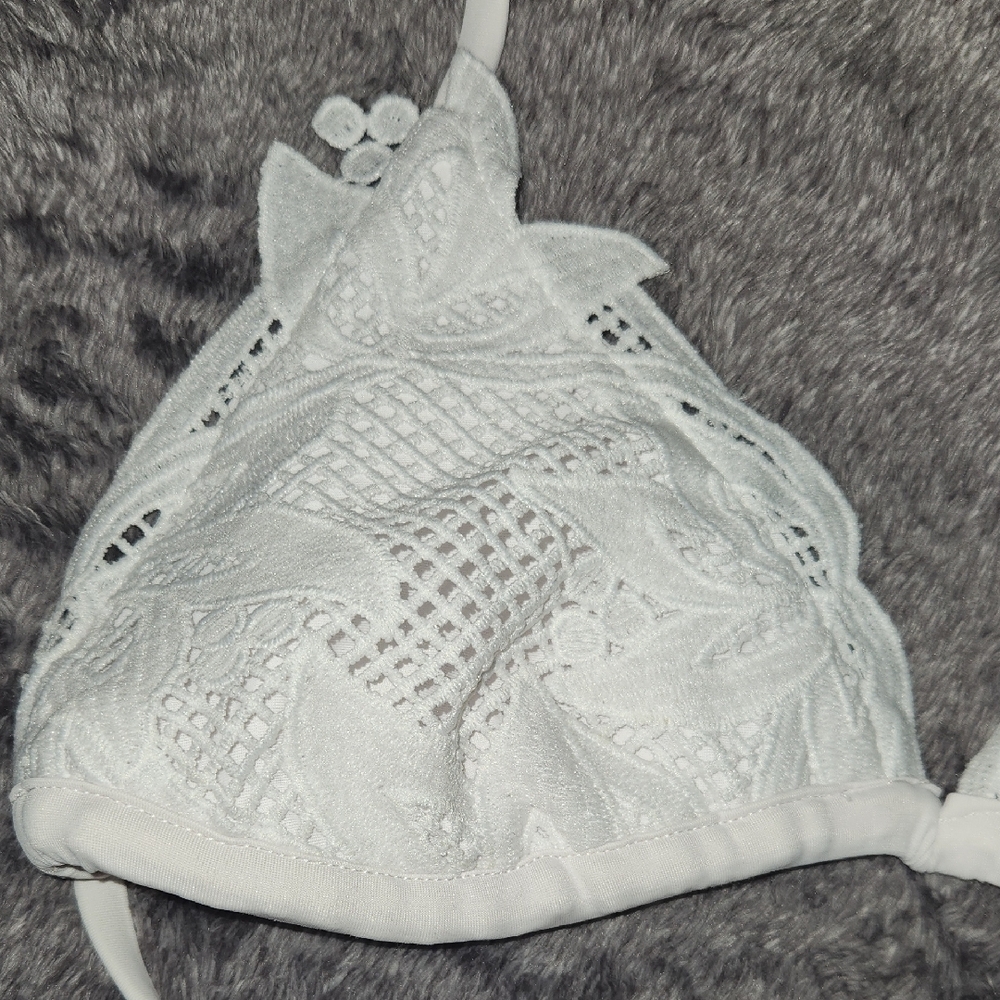White Lace Triangle Bikini Top - Women's - Picture 3 of 8